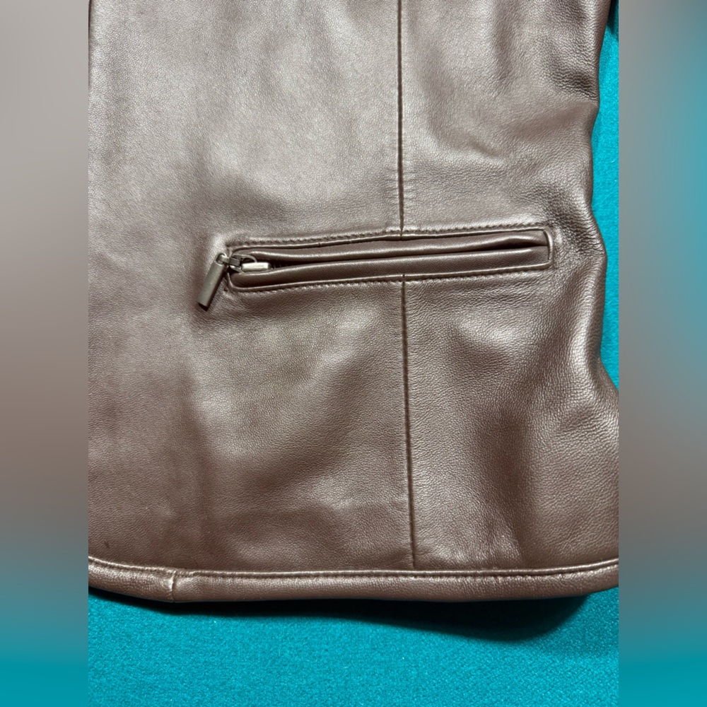 Valerie Stevens Brown Soft‎ Leather Zipper Jacket - Size M - Picture 3 of 12